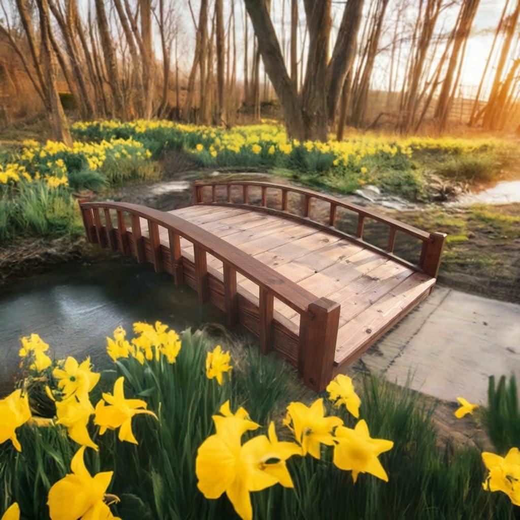 SamsGazebos 6 Foot Japanese Garden Bridge, Brown