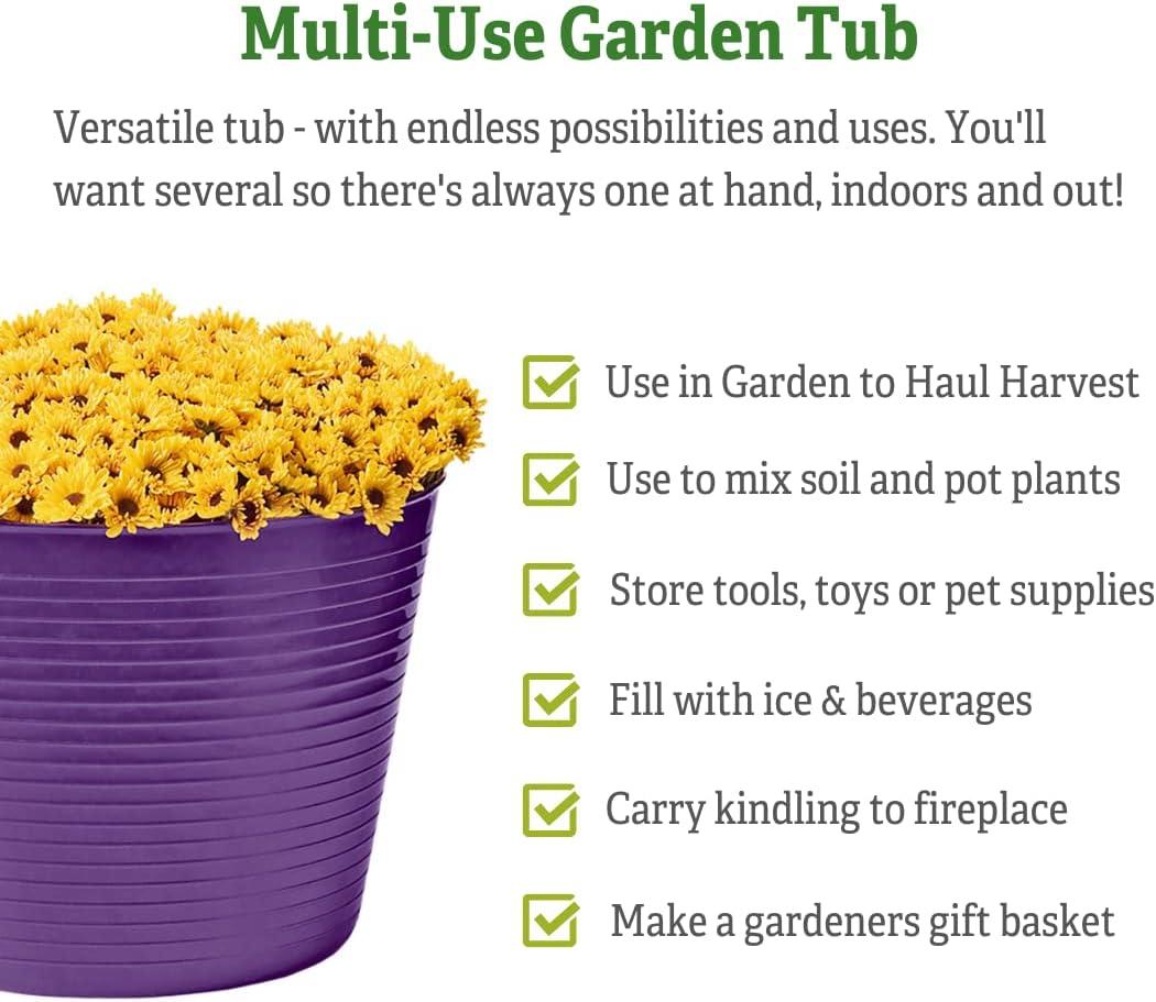 Gardener's Supply Company Plastic Tubtrug, 11 Gallon, Purple