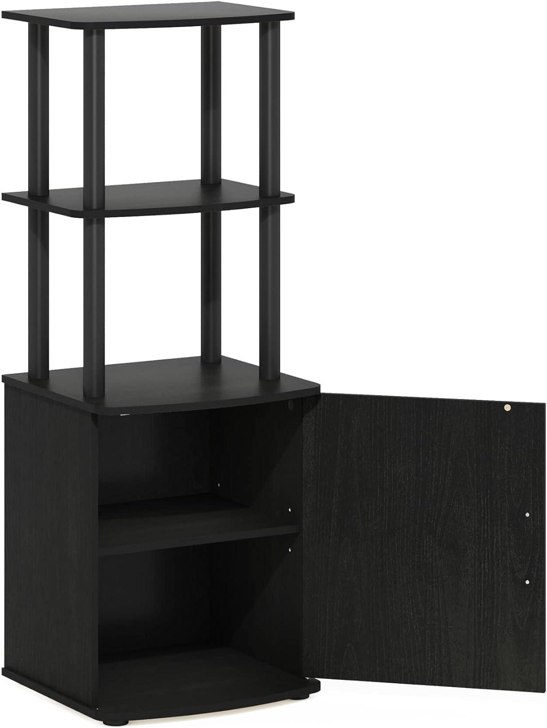 Furinno Turn-N-Tube Tall TV Entertainment Side Table Display Rack with Storage Cabinet, 2-Tier, Blackwood/Black