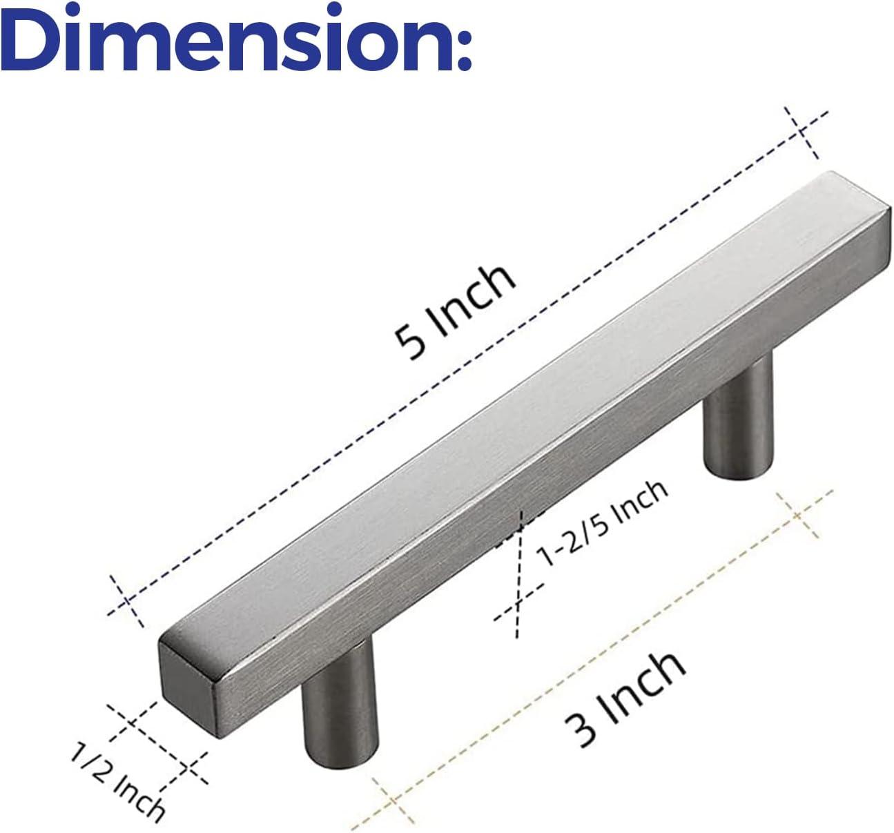 Ravinte 10 Pack 5" Cabinet Pulls Brushed Nickel Stainless Steel Kitchen Drawer Pulls Cabinet Handles 3" Hole Center