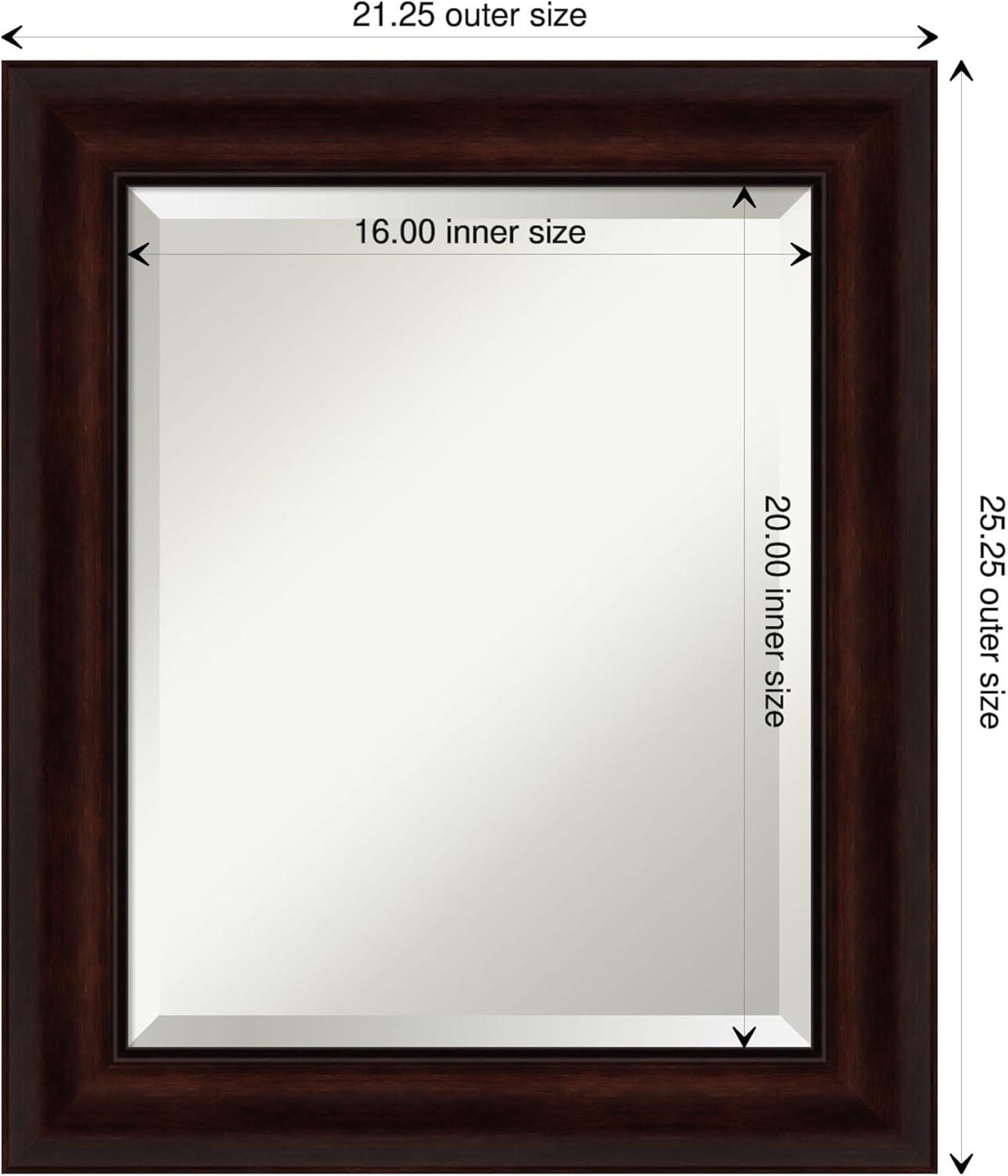 Amanti Art Beveled Bathroom Wall Mirror - Coffee Bean Brown Frame - Coffee Bean Brown Outer Size: 25 x 25 in