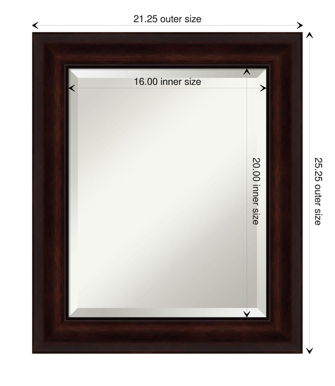 Amanti Art Beveled Bathroom Wall Mirror - Coffee Bean Brown Frame - Coffee Bean Brown Outer Size: 25 x 25 in