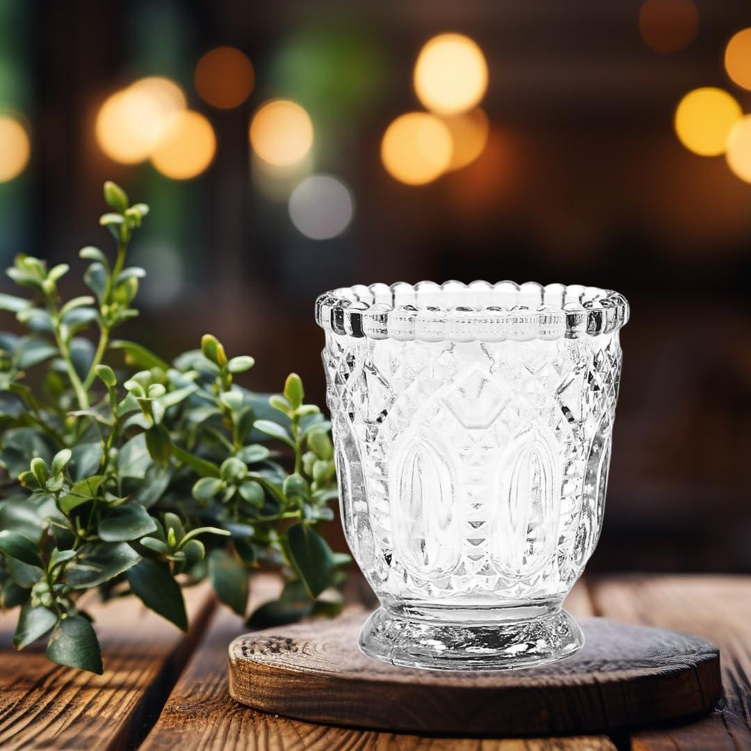 DIY Wedding Koyal Wholesale Vintage Glass Candle Holder (Pack of 6), 3 x 2.75