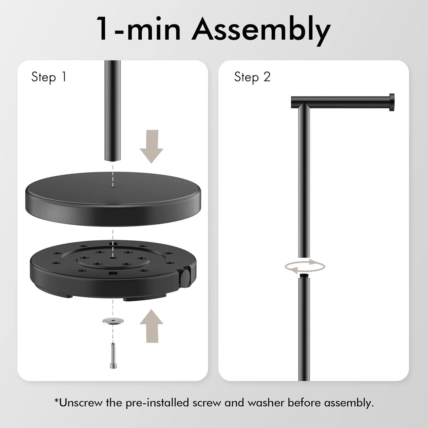 Matte Black Stainless Steel Freestanding Toilet Paper Holder