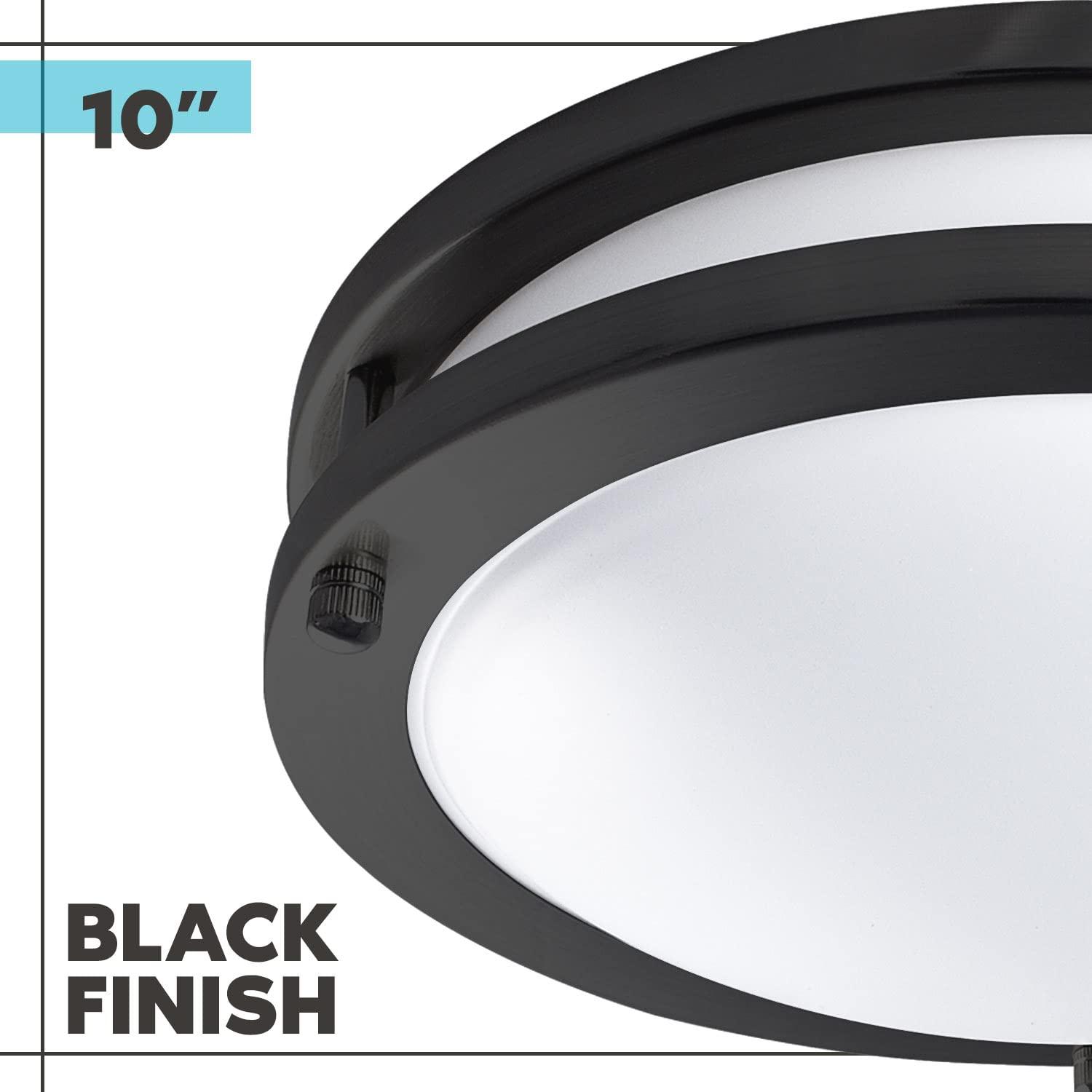 Luxrite 12 inch LED Flush Mount Ceiling Light, 5 Color Selectable 2700K-5000K, Dimmable, 14W, 1120 Lumens, ETL Listed, Matte Black