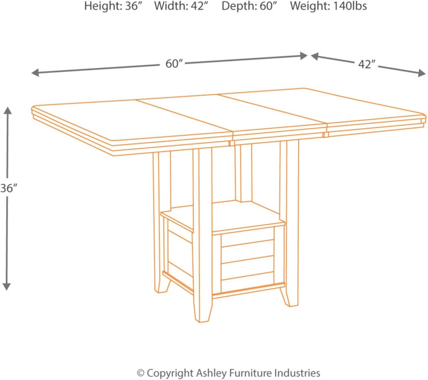 Counter Height Extendable Dining Table Dark Chestnut - Signature Design by Ashley: Removable Leaf, Seats 6, Wood Veneer