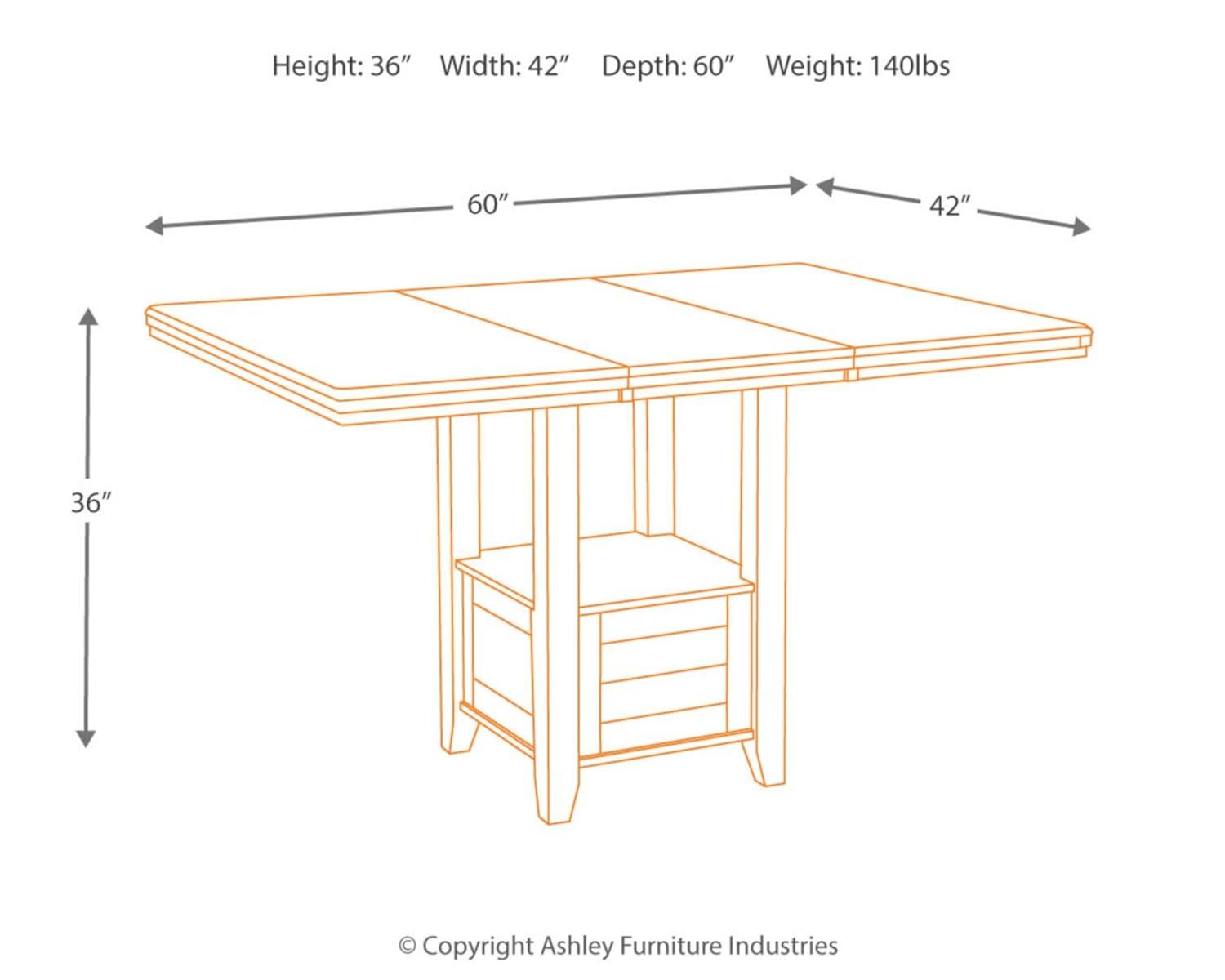 Counter Height Extendable Dining Table Dark Chestnut - Signature Design by Ashley: Removable Leaf, Seats 6, Wood Veneer