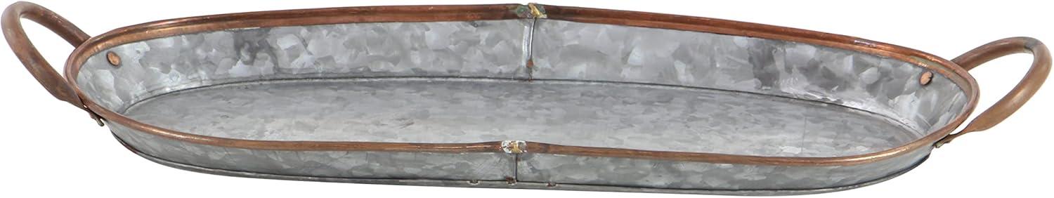 DecMode 14", 22", 28"W Gray Metal Galvanized Tray, 3-Pieces