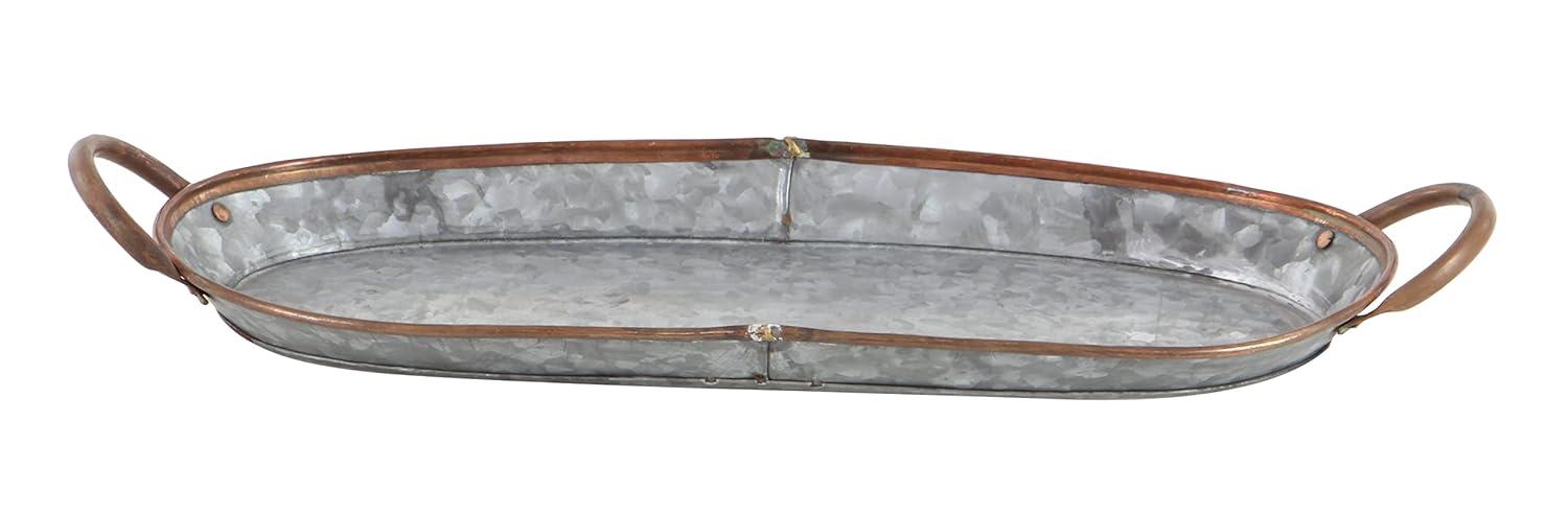 DecMode 14", 22", 28"W Gray Metal Galvanized Tray, 3-Pieces