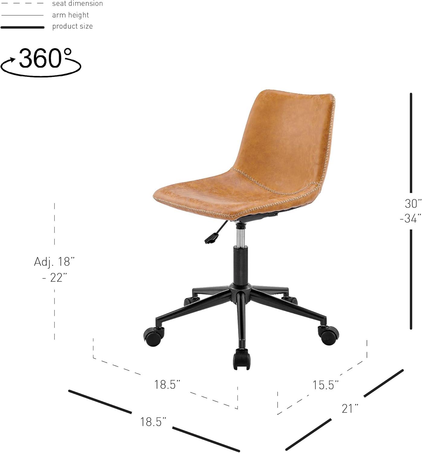 New Pacific Direct Clarke 22" PU and Plywood Swivel Office Chair in Yellow