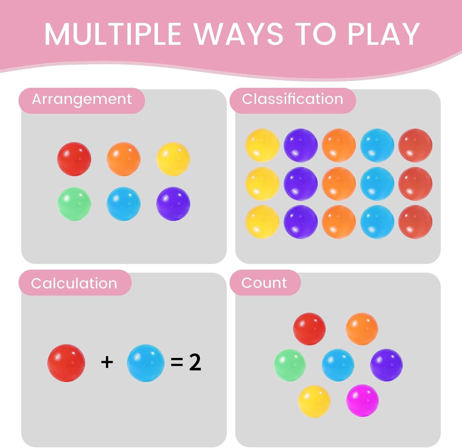 Anvazise 100Pcs Ball Pit Balls Thickened Eco-friendly Smooth Reusable Bite-resistant Hand-on Ability PE Material Macaron Color Pit Balls Kindergarten Toy