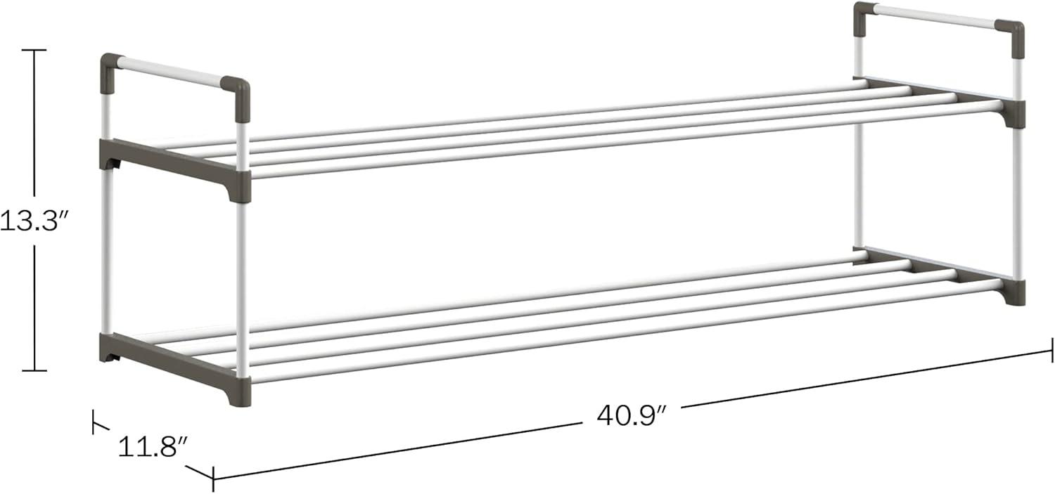 Home-Complete 2-Tier Shoe Rack for 10 Pairs, White