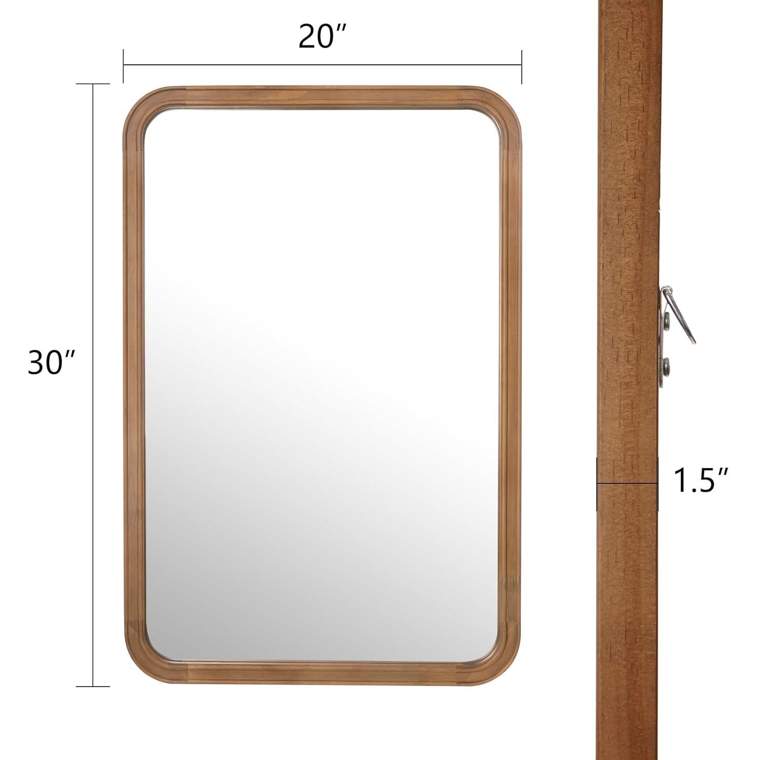 WallBeyond 20"x30" Farm Wall Mirror-C Natural Wood