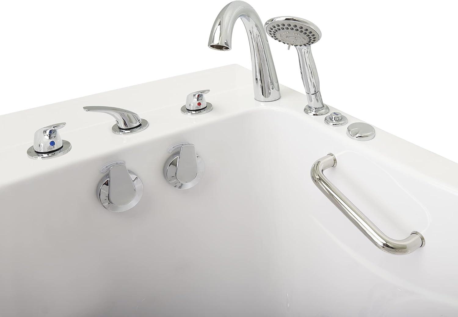 Monaco 32"x52" Acrylic Hydro Massage Walk-In Bathtub, 5 Piece Fast Fill Faucet, 2" Dual Drain