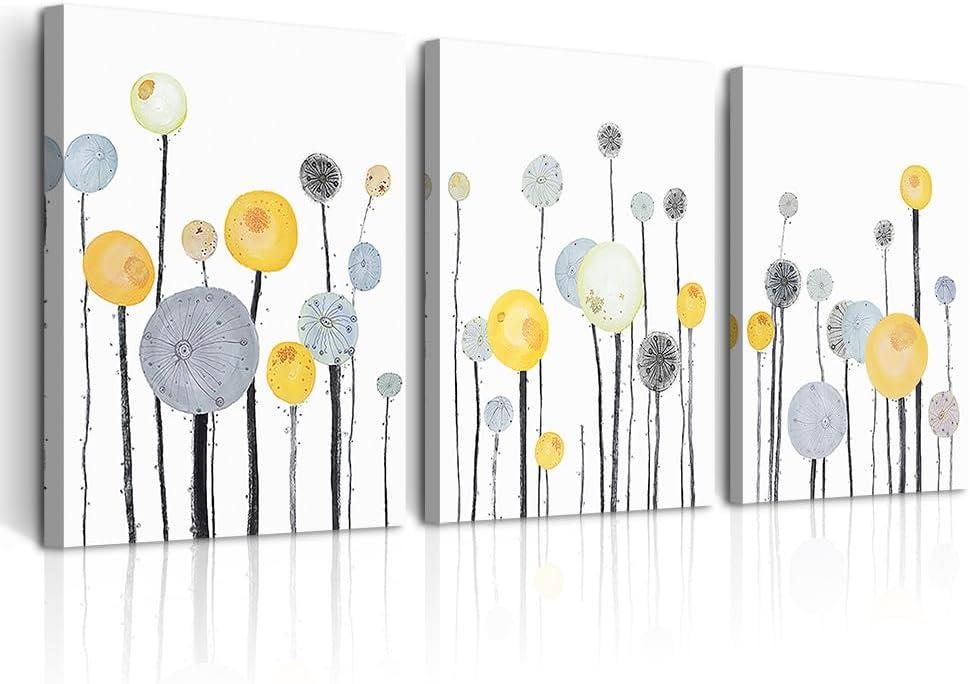 Abstract Dandelion Flowers Watercolor Paintings Canvas Wall Art For Living Room Bedroom Office Wall Decor Modern Wall Pictures Prints Artwork Kitchen Decorations Room Home Decor 3 Piece