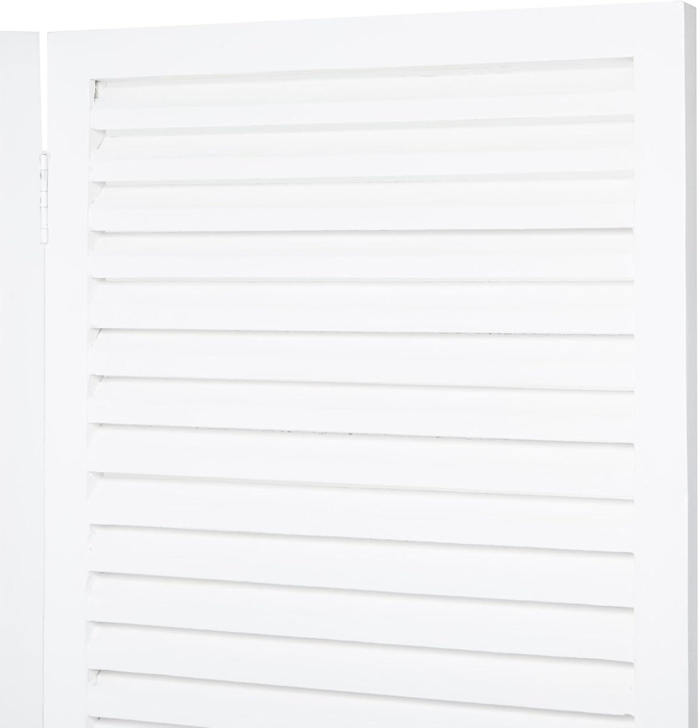 Deco 79 Wood Partition Room Divider Screen Washed Shutter Top 3 Panel Privacy Screen with Gray Distressing, Room Partition 47" x 1" x 67", White