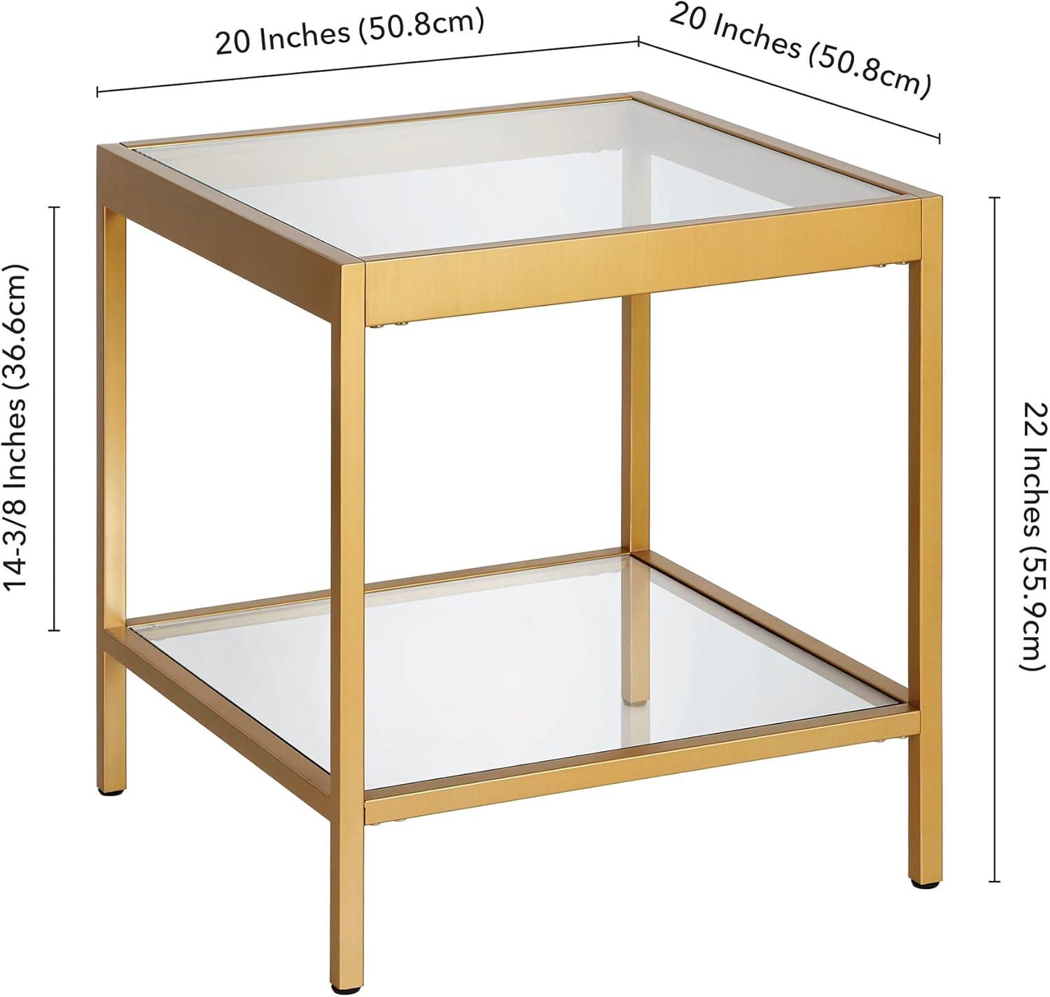 Evelyn&Zoe Alexis 20" Wide Square Side Table, Brass