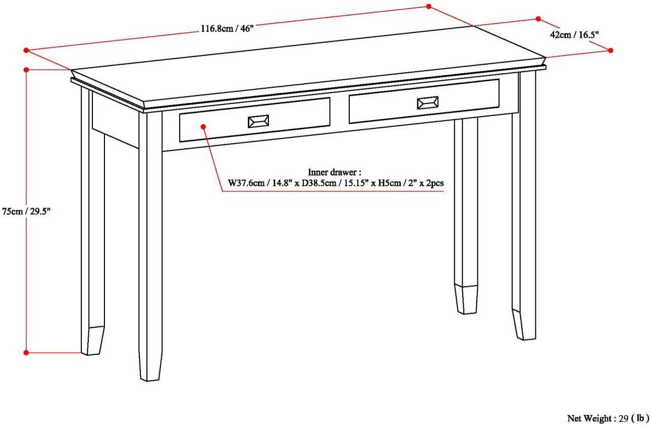 Simpli Home Artisan Wood 46" Transitional Console Sofa Table in Natural Brown