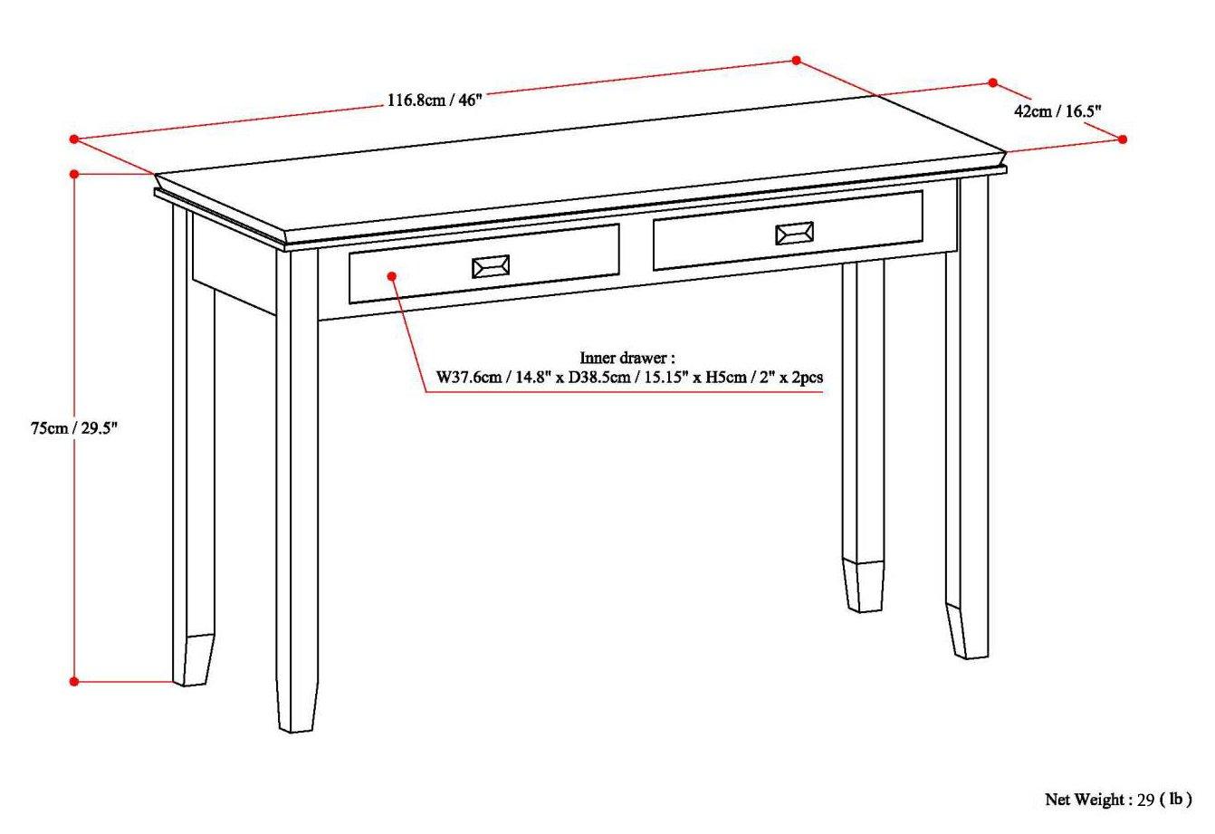 Simpli Home Artisan 46"W Solid Wood Storage Console Table with 2 Storage Drawers