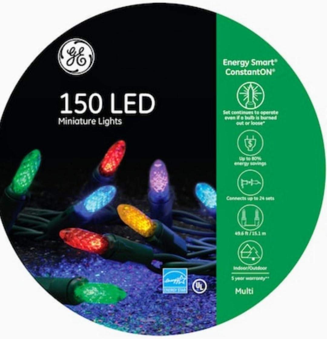 GE Energy Smart 150 LED Miniature String Lights Multi with Green Wire 49.6-FT