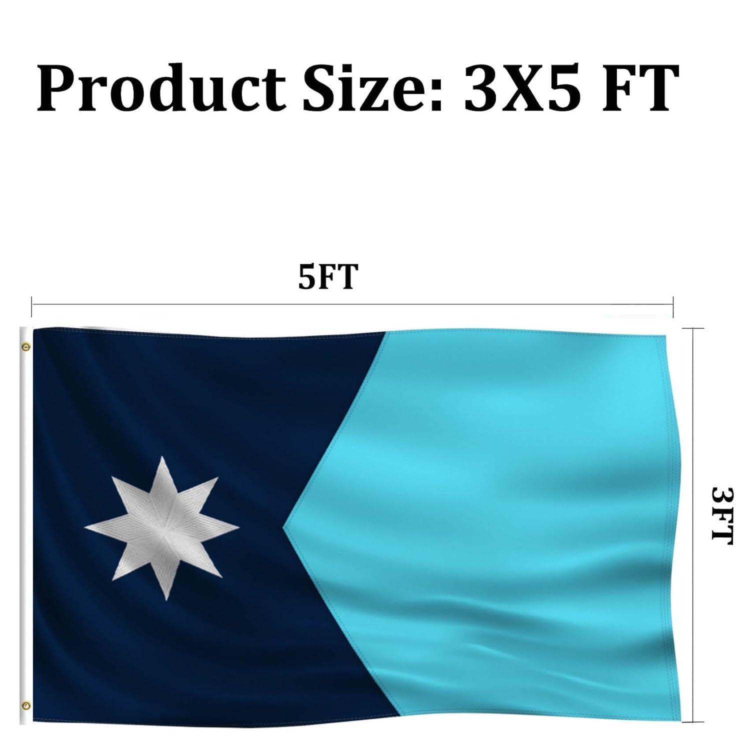 New Minnesota State Flag 3x5 Outdoor MN Flag 2 Rows Stitched Edge Canvas Header with 2 Brass Grommets