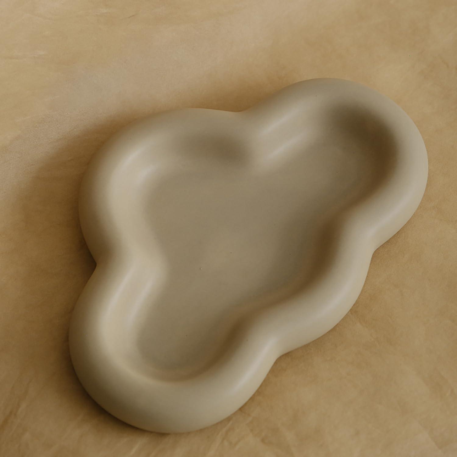 Cream Ceramic Cloud Shaped Jewelry and Trinket Dish