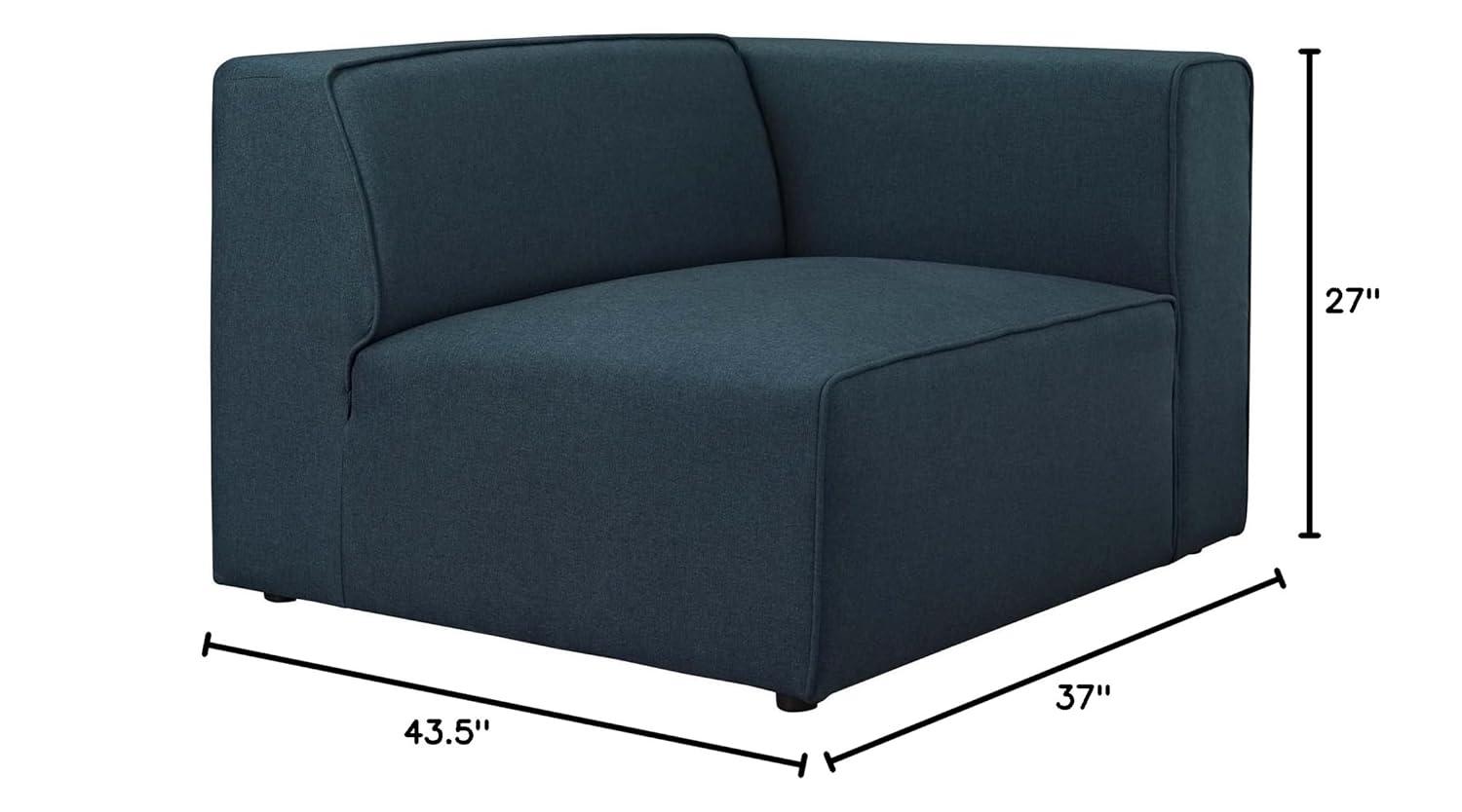 Modway Mingle Modern Style Polyester Fabric Right-Facing Sofa Chair in Blue