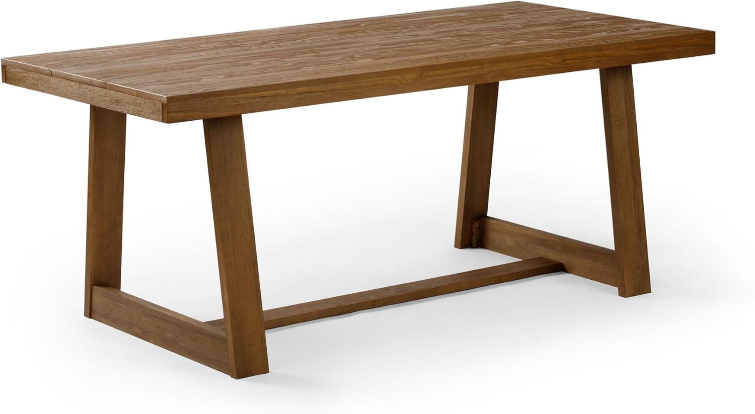 Pecan Wirebrush Solid Pine Wood Dining Table for Six