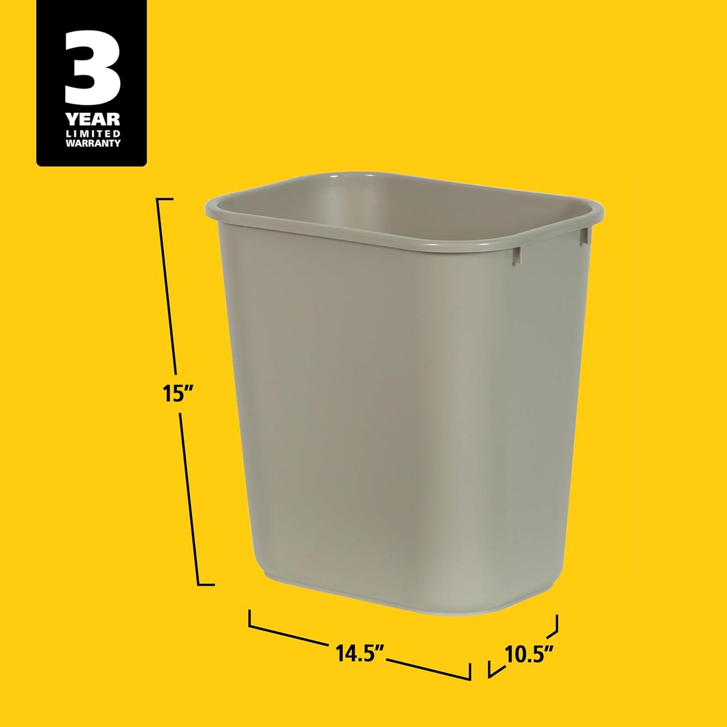 Rubbermaid Commercial Products 28QT/7 GAL Wastebasket Trash Container, for Home/Office/Under Desk, Beige (FG295600BEIG)