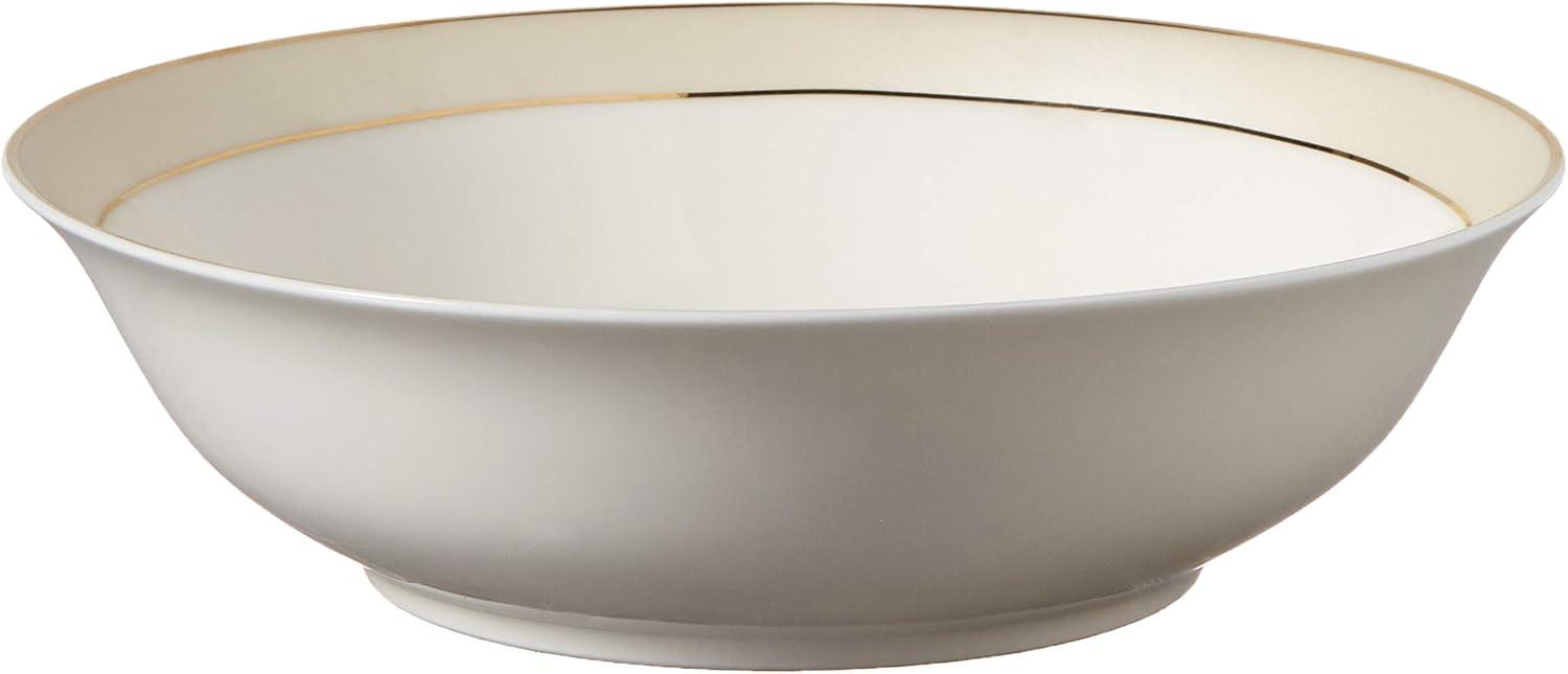 Lorren Home Trends La Luna Bone China 57-Piece Beige Border with 24K Gold Trim Dinnerware Set, Service for 8