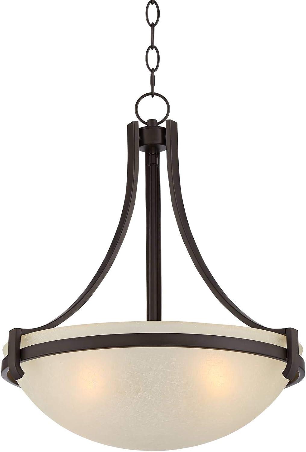 Regency Hill Mallot Oil Rubbed Bronze Pendant Chandelier 20" Wide Industrial Champagne Glass Bowl Shade 4-Light Fixture for Dining Room Kitchen Island