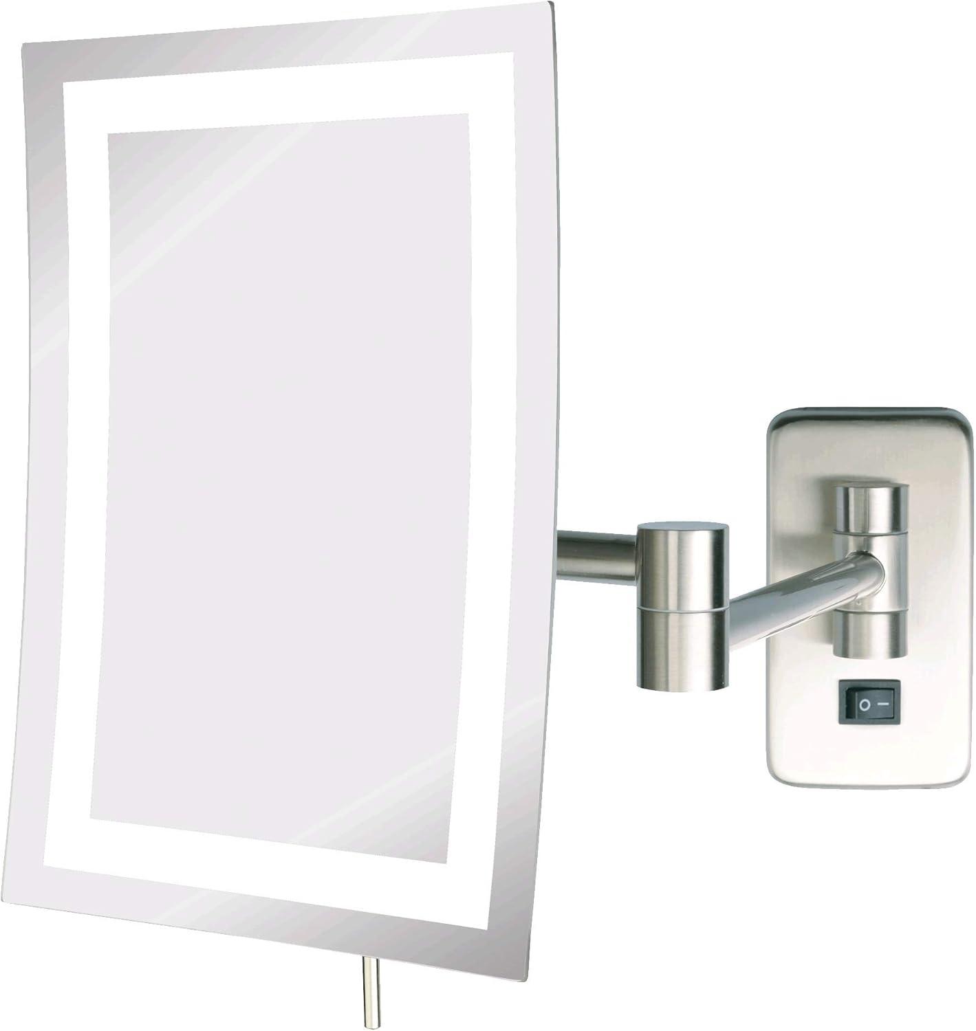 JERDON Rectangular 6.5-Inch x 9-Inch Wall Mount Makeup Mirror - 5X Magnification - Nickel Finish, Direct Wire Mirror - Model JRT710NLD