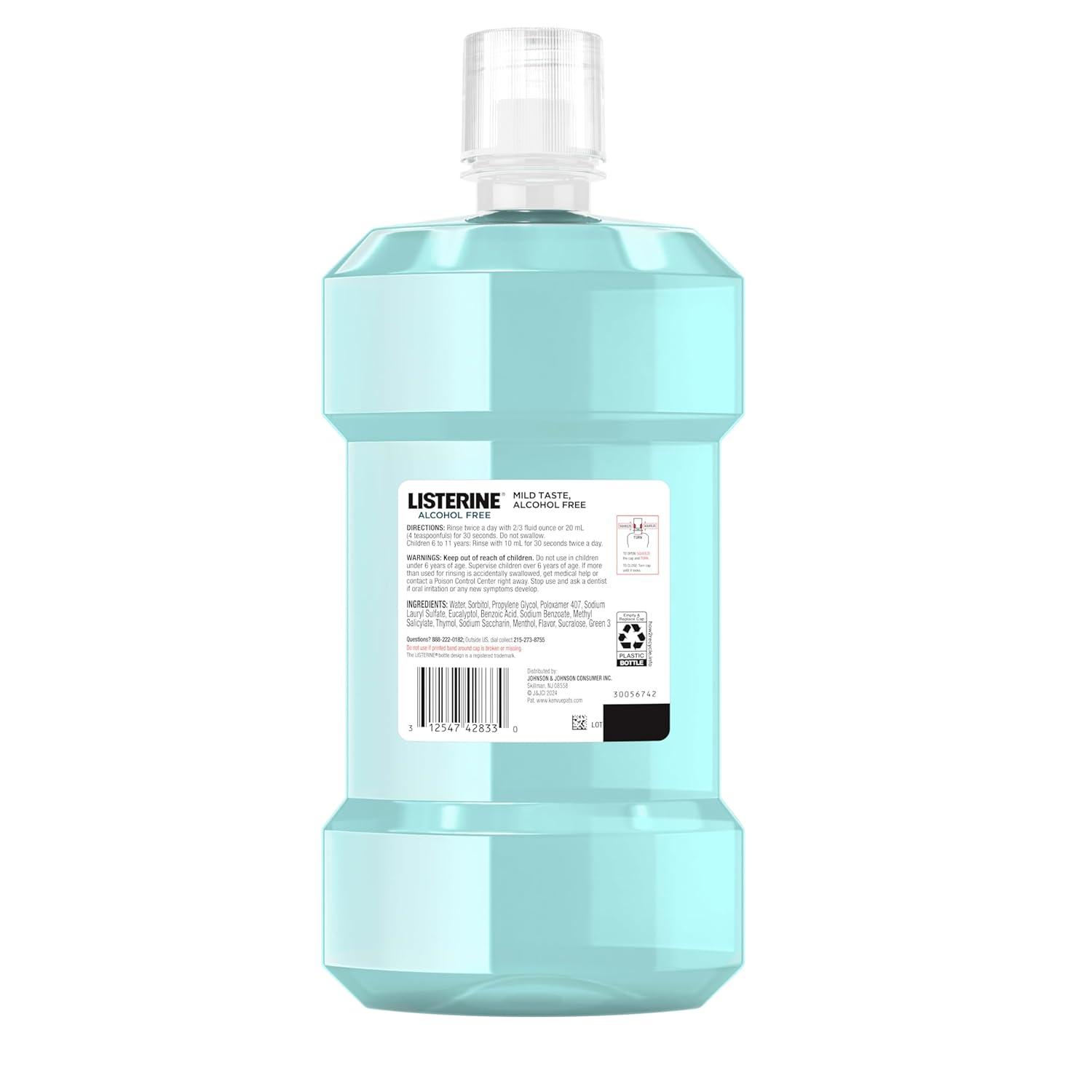 Listerine Zero Alcohol Antiseptic Mouthwash for Bad Breath and Plaque - Cool Mint - 33.8 fl oz