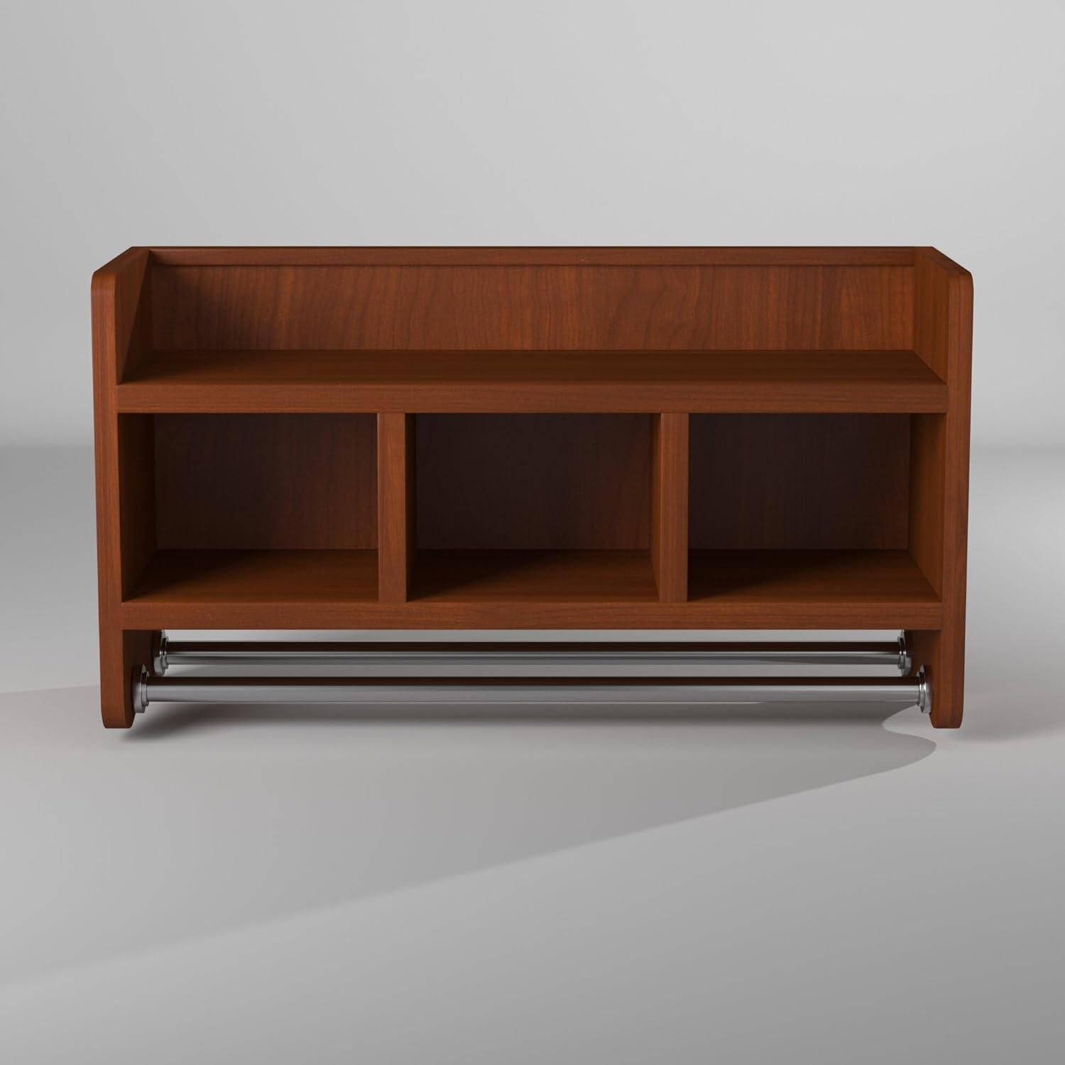 25" Bath Storage Shelf with Towel Rod, Chestnut