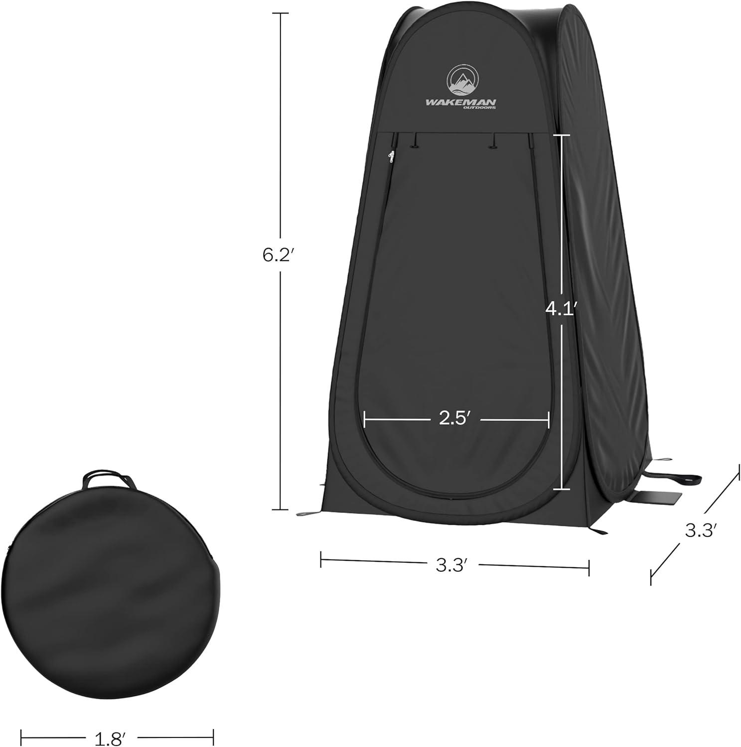 Black Polyester Pop Up Privacy Shower Tent with Carry Bag