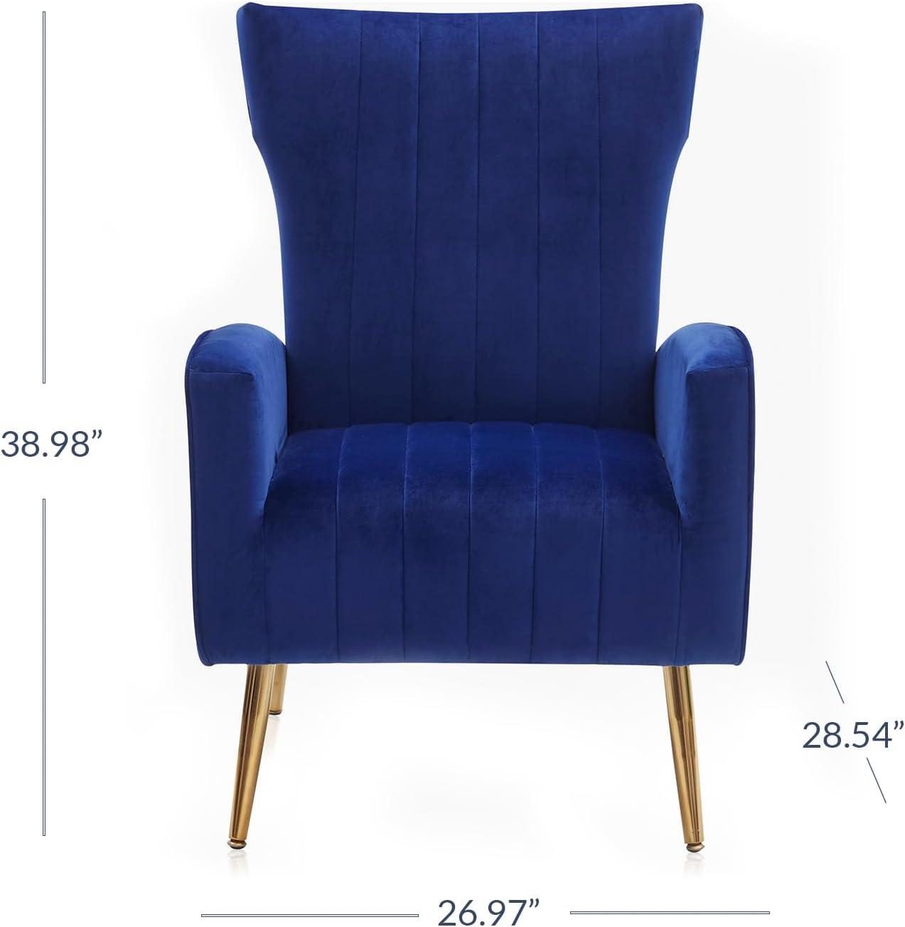 BELLEZE Modern Wingback Accent Lounge Arm Chair - Kinsley (Navy Blue)