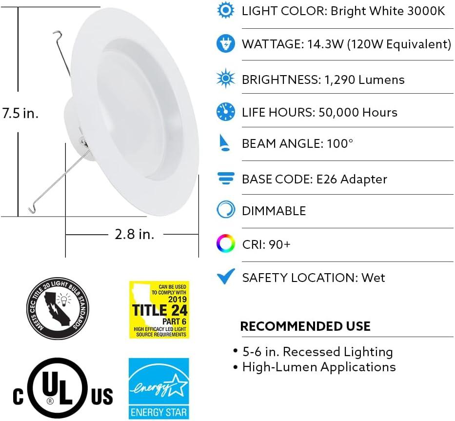 Feit Electric 47178 - LEDG2R56/850/CAN LED Recessed Can Retrofit Kit with 5 6 Inch Recessed Housing