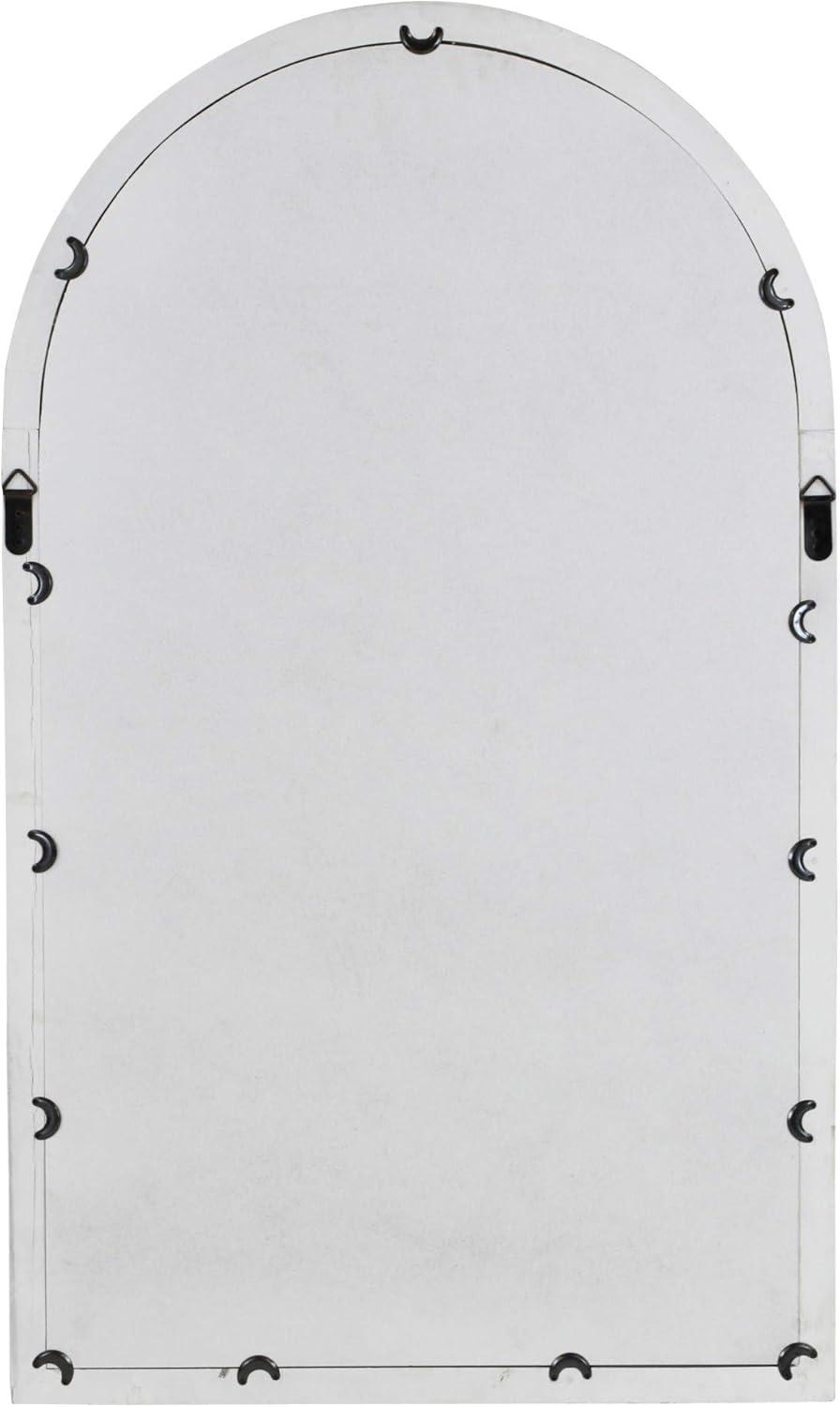 25" x 42" Distressed Wood Arched Window Wall Mirror White - Olivia & May: Antiqued Finish, MDF Frame, No Assembly Required