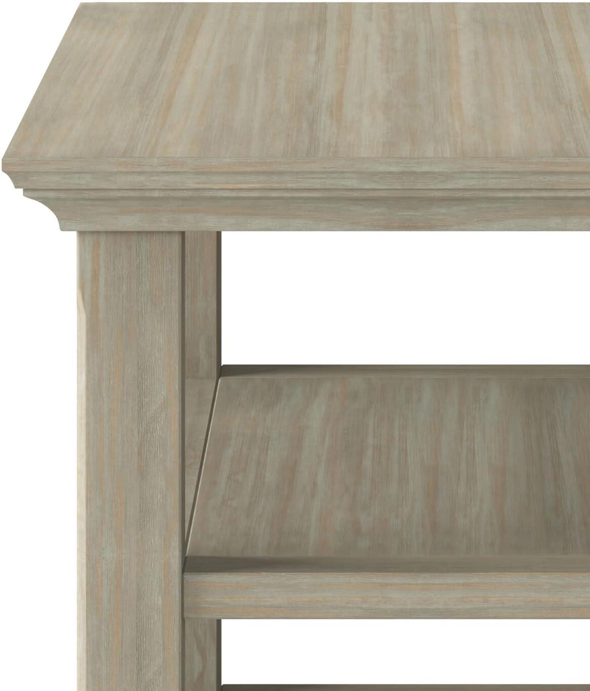 Acadian Distressed Grey Solid Pine 14" Narrow Side Table with Shelves