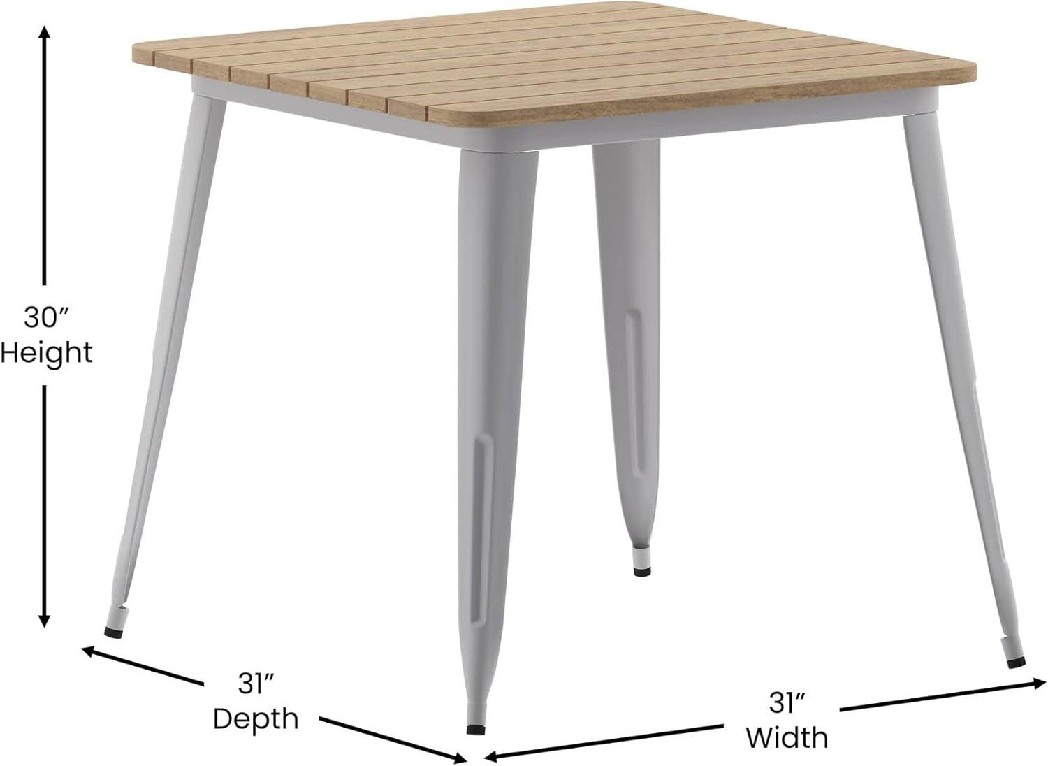 Flash Furniture Declan Commercial Grade Indoor/Outdoor Dining Table, 31.5" Square All Weather Poly Resin Top with Steel Base