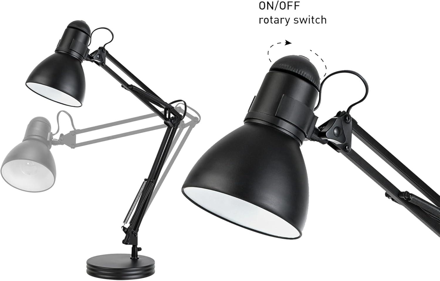 Globe Electric 28" Contemporary Heavy Base Architect Black Swing Arm Desk Lamp, 5698601