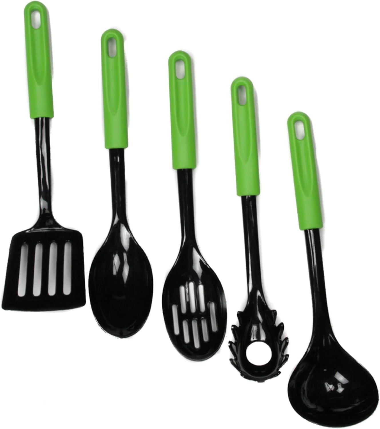 Green and Black Heat-Resistant Nylon Turner with Plastic Handle