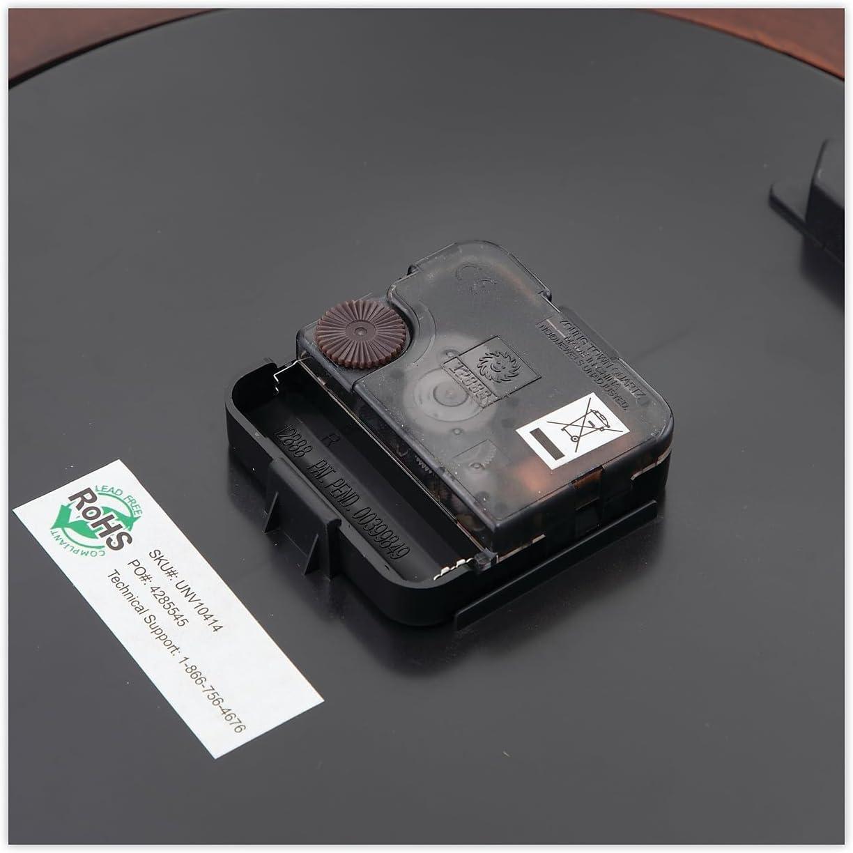 KOUROUU UNV10414 12-3/4 in. Round Wood Clock - Cherry