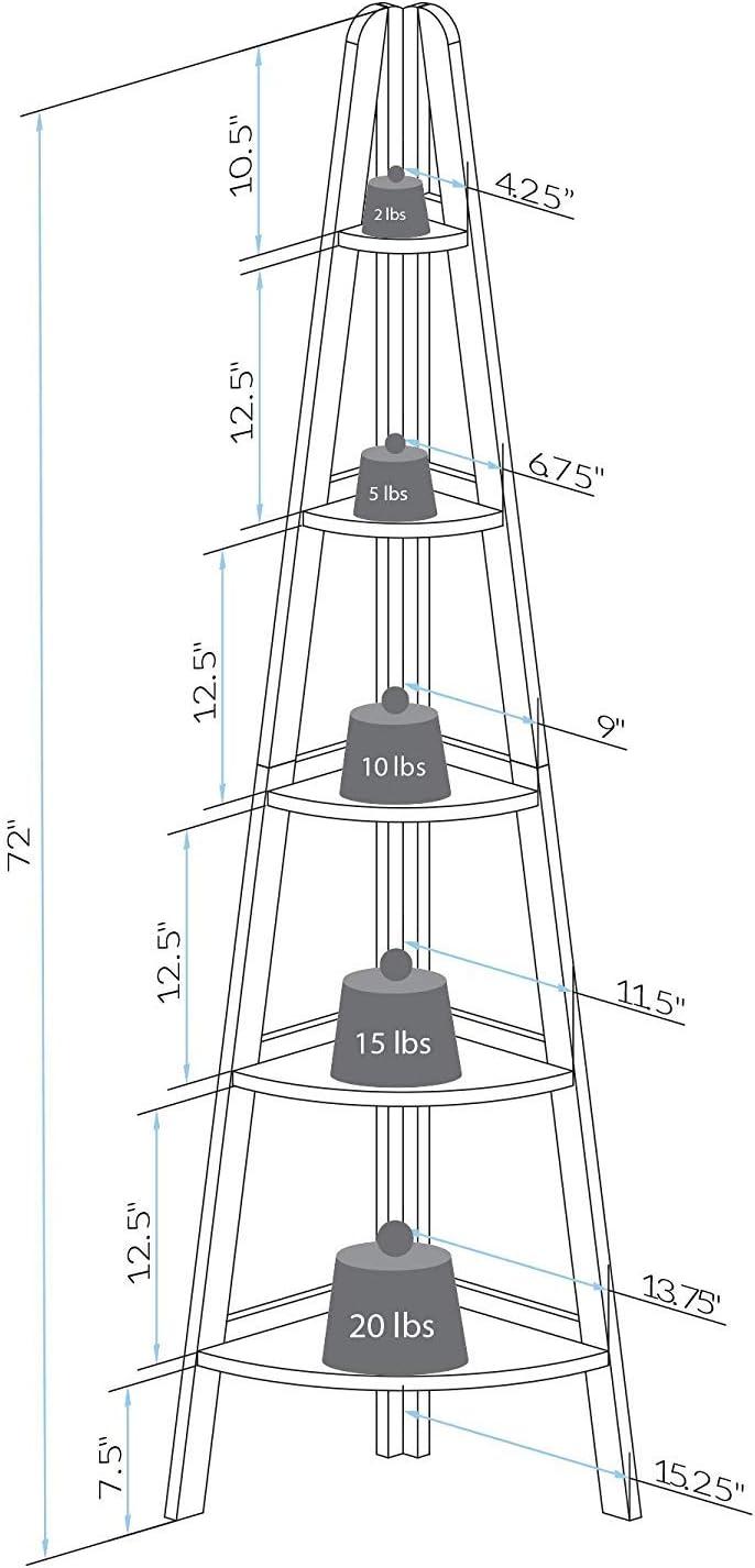 5-Shelf Corner Ladder Bookcase-Espresso