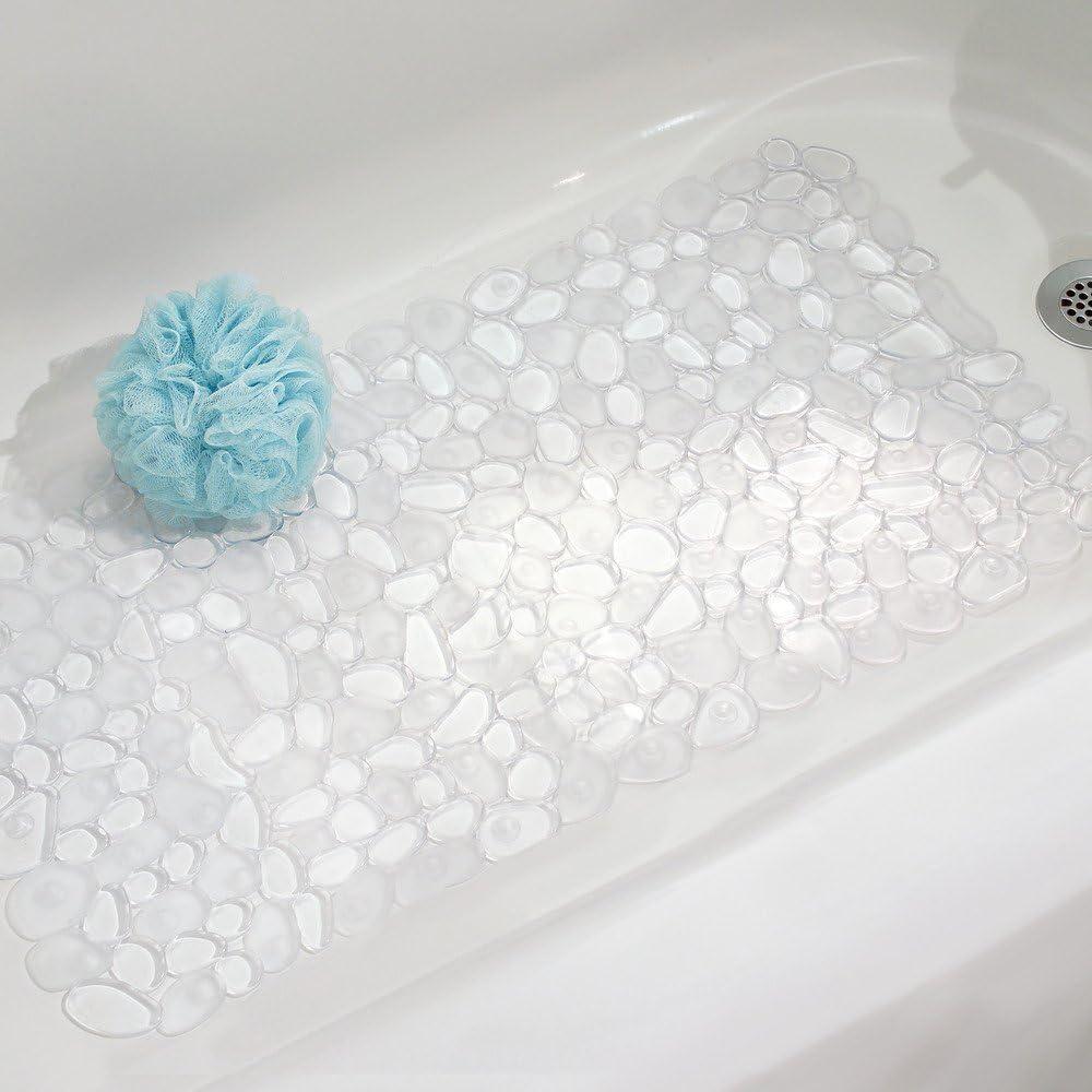 iDESIGN Pebblz Suction Non Slip Bath Mat for Shower Bathtub Stall 16 "x9 " Clear