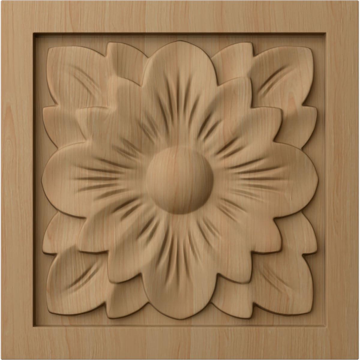 Flower 5.125'' H x 5.125'' W x 1'' D Wood Rosette Applique