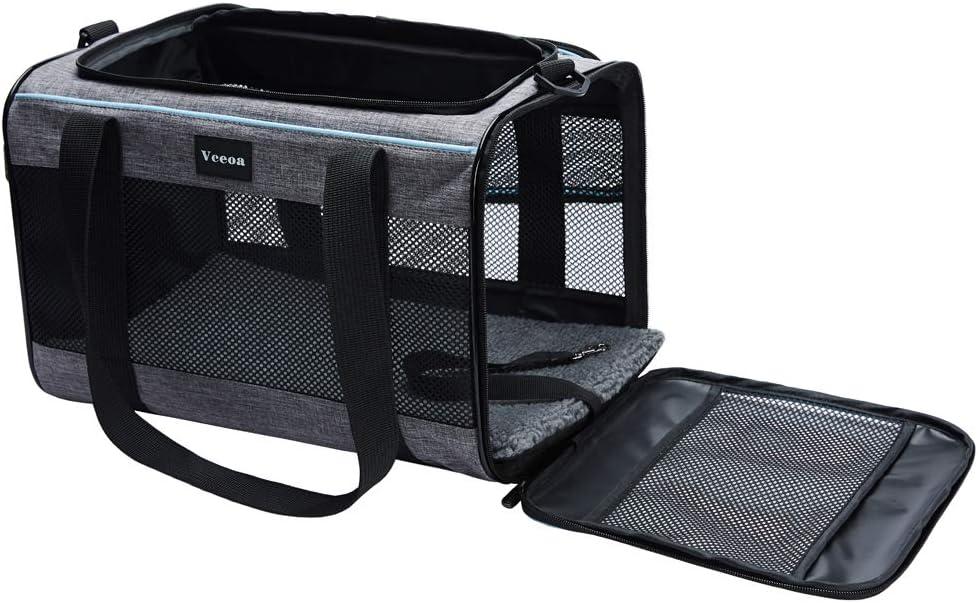 Gray Soft-Sided Airline Approved Pet Carrier with Mesh Windows