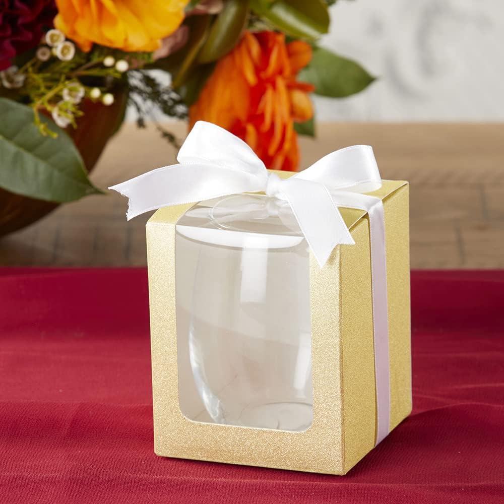 Kate Aspen Gold 9 oz. Glassware Gift Box with Ribbon (Set of 12) | 30009GD-Box
