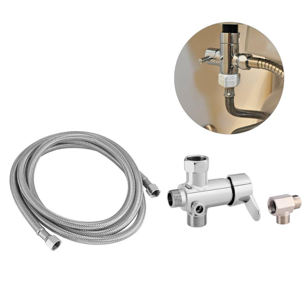 Water Bidet Spray, Toilet Bidet Attachments Hot/Cold Water Diverter Valve T Shape Adapter Flexible Hose Kit (Bidet Kit)