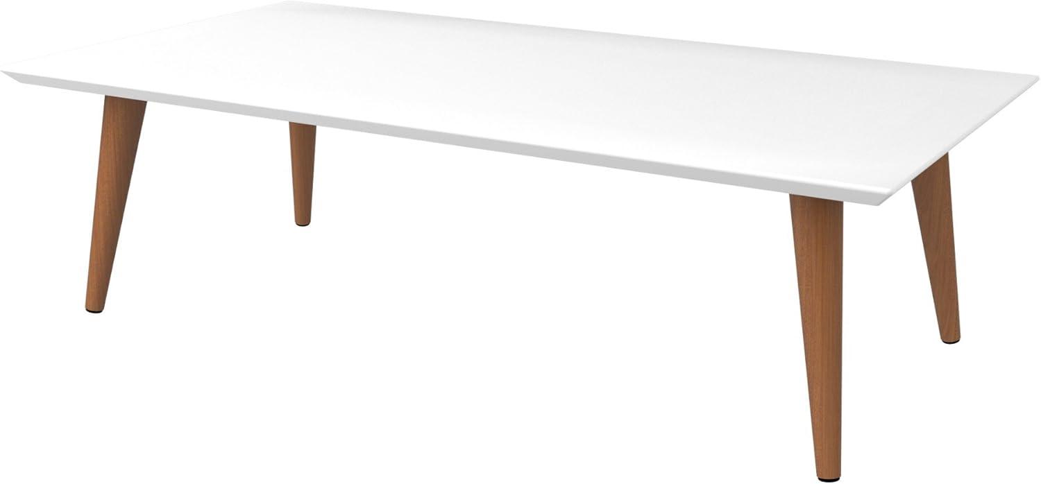 11.81" Utopia High Gloss White Coffee Table with Splayed Legs - Manhattan Comfort: Mid-Century Modern Design